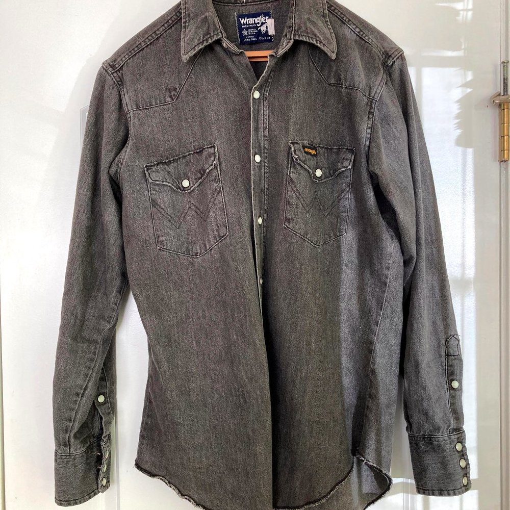 Raw Hem Long Tails Pearl Snap Buttons Denim Shirt
